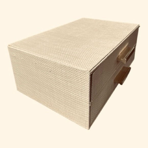 NWT Beige 2-Drawer Jewelry Organizer with Gold Handles – 11”x7”x4” - Picture 9 of 12